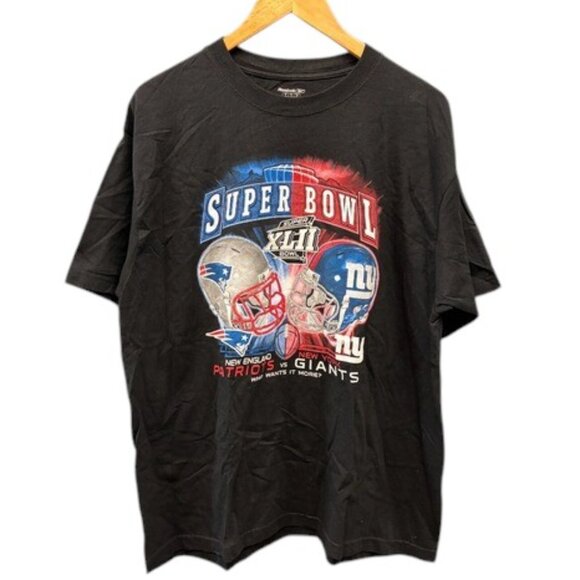 Reebok Super Bowl XLII T-Shirt Men’s Large Black NFL Patriots Giants 2008 - Picture 1 of 7